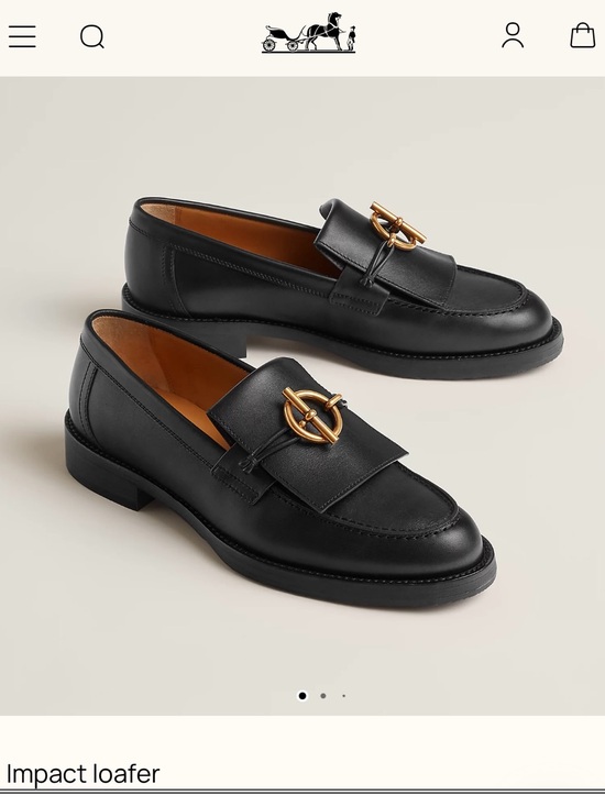 Hermes Shoes - Hermes Impact Leather Loafers in Black with Gold Hardware